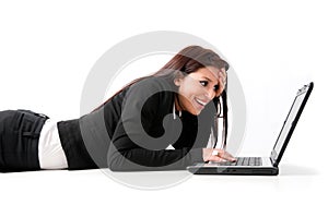 Relaxed business woman with laptop