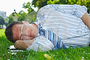 Relaxed businessman outdoor