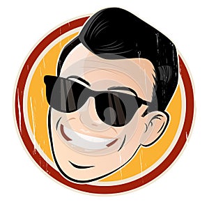 Relaxed cartoon head with sunglasses