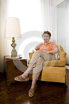 Relaxed elderly woman