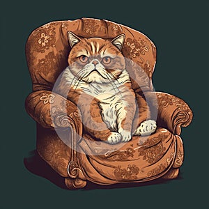 Relaxed Exotic Shorthair Cat in Comfortable Armchair