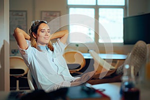 Relaxed Female Scientist Taking a Break from her Research