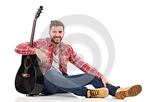 Relaxed guitarist