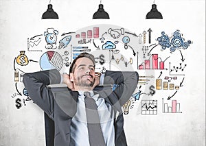 Relaxed man in armchair, business strategy