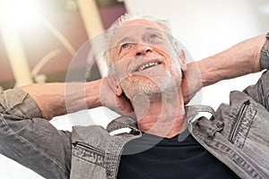 Relaxed man daydreaming, light effect