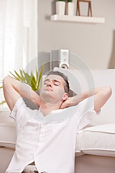 Relaxed man having finally his time off