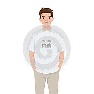 Relaxed Man in Oversized TShirt Mockup