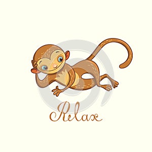 Relaxed monkey. vector illustration