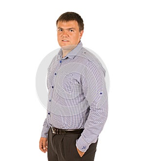 Relaxed overweight young man