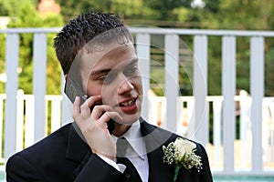 Relaxed Prom Boy On Phone Horizontal