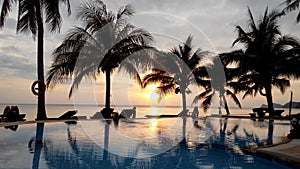 Sunset with infinity pool on Koh Phangan of Thaila photo