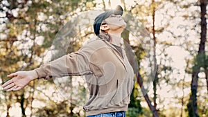 Relaxed woman breathing fresh air outdoors