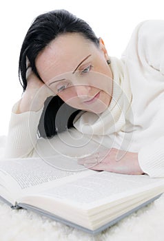 Relaxed woman reading