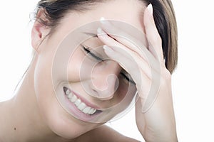 Relaxed Young Woman Disbelief Laughing