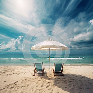 Relaxing beach scene under bright sun