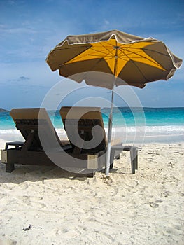 Relaxing Beach Umbrella and Chairs in St Martin