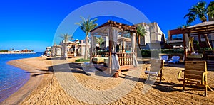 Relaxing at beach at white beach - travel destination for vacation - Hurghada, Red Sea, Egypt