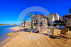 Relaxing at beach at white beach - travel destination for vacation - Hurghada, Red Sea, Egypt