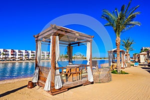 Relaxing at beach at white beach - travel destination for vacation - Hurghada, Red Sea, Egypt