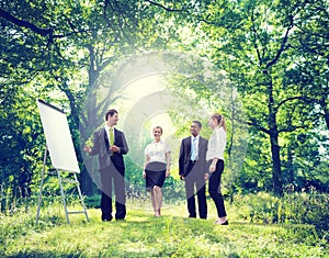 Relaxing Business Working Outdoor Green Nature Concept