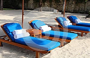 Relaxing chairs at luxury beach resort