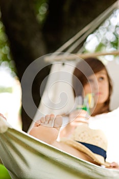 Relaxing on hammock