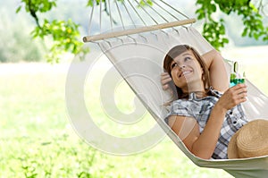 Relaxing on hammock