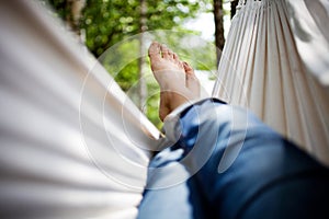 Relaxing in hammock