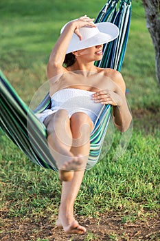 Relaxing in the hammock.