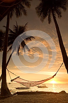 Relaxing hammock sunset