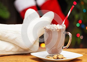 Relaxing With Hot Cocoa at Christmastime