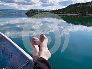 Relaxing on Lake Laberge, Yukon Territory, Canada photo