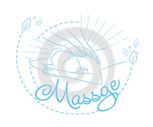 Relaxing massage icon  in linear style