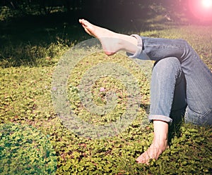 Relaxing in a meadow in the summer sun