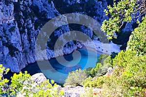 The relaxing nature in the French Riviera at Calanque En Vau