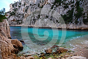 The relaxing nature in the French Riviera in Calanque En Vau