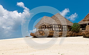 Relaxing outdoor restaurant  the remote paradise beach