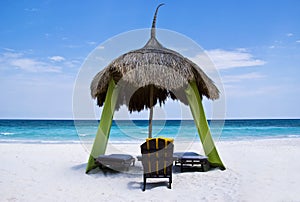 Relaxing palapa, on a tropical beach