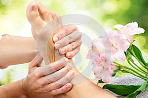 Relaxing reflexology massage.