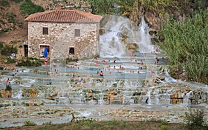 relaxing at Saturnia hot springs, Toskany, Italy