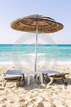 Relaxing scene on a breezy day at the tropical beach