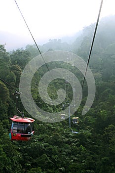 Relaxing and scenic ride in cable car skyway