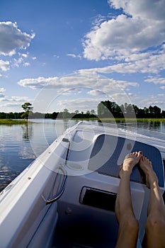 Relaxing on a speed boat