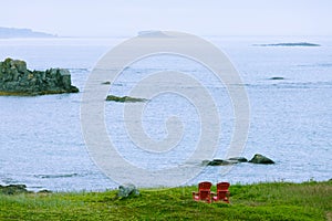 Relaxing at Strait of Belle Isle coast NL Canada