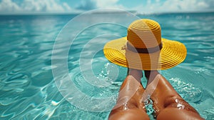 Relaxing Summer Day: Woman Sunbathing in a Tropical Beach
