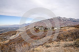 Relaxing top view of Alpine and Draper at Utah during fall