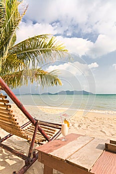 Relaxing under a palm trees with cocktail