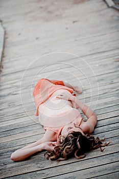 Relaxing woman on berth photo