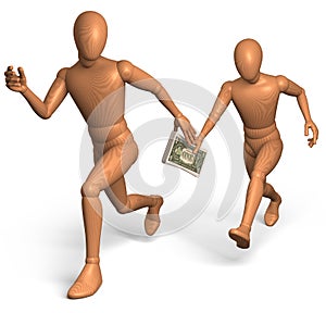 Relay race for bribe money with dollar
