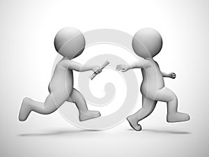 Relay race means collaboration synergy and partnership - 3d illustration